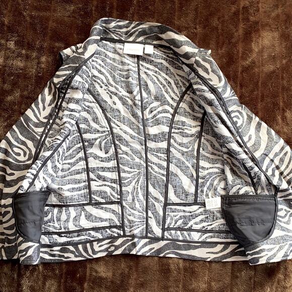 Chico’s 1 (M) Linen Blend Metallic Linen Blend Animal Stripe Vest IMMACULATE - Picture 6 of 9